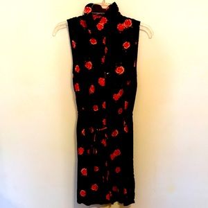 Semi-formal black dress with red roses all over